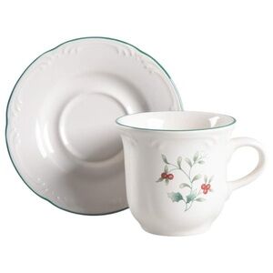 Pfaltzgraff Winterberry 10oz Coffee Cup with Flat Saucer Set of 8